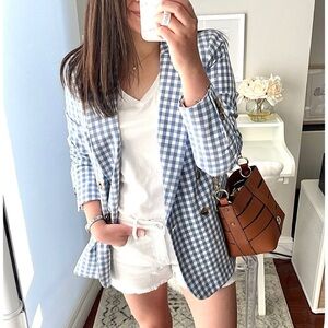 Blue Gingham Blazer